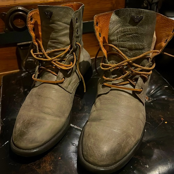 Giorgio Armani Other - ARMANI DISTRESSED LEATHER COMBAT BOOTS SIZE EURO 43 US SIZE 9.5-10